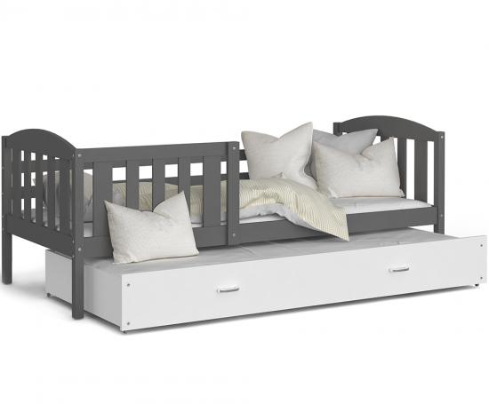 Dětská postel KUBU P2 200x90 cm ŠEDÁ-BÍLÁ