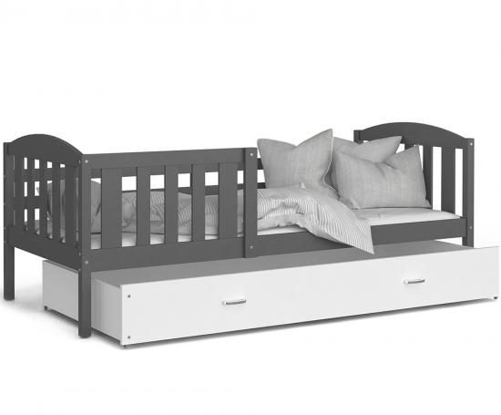 Dětská postel KUBU P 160x80 cm ŠEDÁ-BÍLÁ
