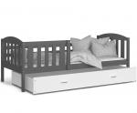 Dětská postel KUBU P 190x80 cm ŠEDÁ-BÍLÁ