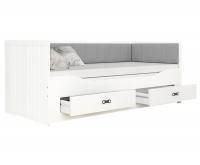 Dětská rozkládací postel HERMES 80x200 cm bílá/šedá s matrací a přistýlkou