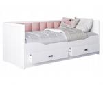 Dětská rozkládací postel HERMES 80x200 cm bílá/růžová s matrací a přistýlkou