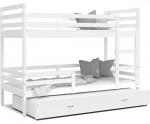 Dětská patrová postel s přistýlkou JACEK 3 200x90 cm BÍLÁ-BÍLÁ