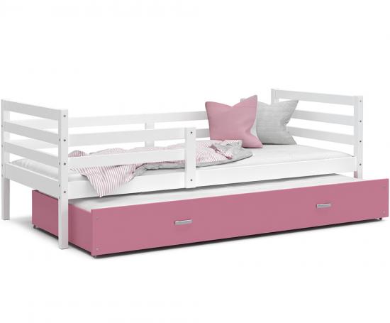 Dětská postel s přistýlkou JACEK P2 190x80 cm BÍLÁ-RŮŽOVÁ