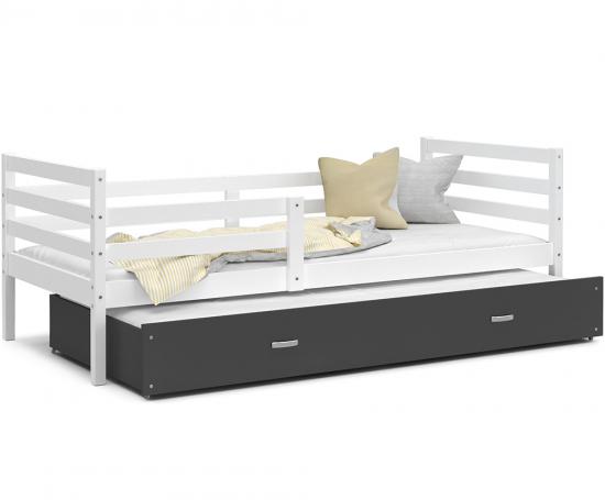 Dětská postel s přistýlkou JACEK P2 200x90 cm BÍLÁ-ŠEDÁ