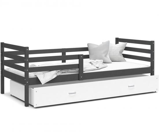 Dětská jednolůžková postel JACEK P 200x90 cm ŠEDÁ-BÍLÁ