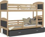 Dětská patrová postel Matyas dřevěná 160x80 BOROVICE-ŠEDÁ