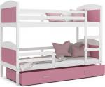 Dětská patrová postel Matyas barevná 190x80 BÍLÁ-RŮŽOVÁ