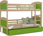 Dětská patrová postel Matyas dřevěná 190x80 BOROVICE-ZELENÁ