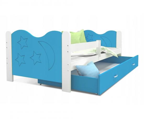 Moderní dětská postel MIKOLAJ Color 160x80 cm BÍLÁ-MODRÁ