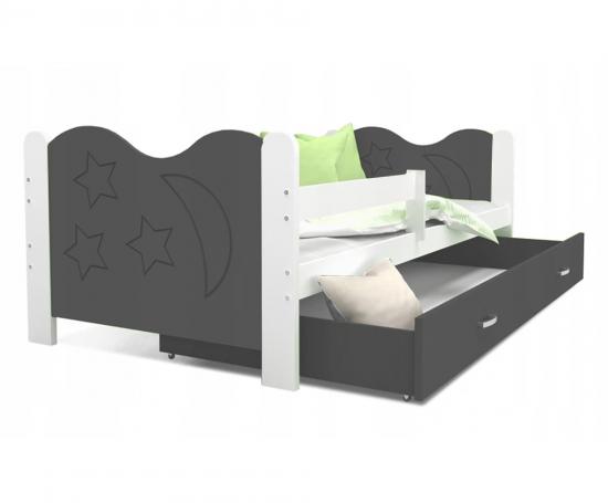 Moderní dětská postel MIKOLAJ Color 160x80 cm BÍLÁ-ŠEDÁ
