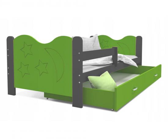 Moderní dětská postel MIKOLAJ Color 160x80 cm ŠEDÁ-ZELENÁ