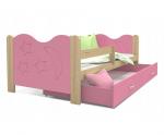 Moderní dětská postel MIKOLAJ Color 160x80 cm BOROVICE-RŮŽOVÁ