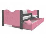 Moderní dětská postel MIKOLAJ Color 190x80 cm ŠEDÁ-RŮŽOVÁ