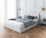 Čalouněná postel AMBER 140x200 Bílá Trinity s úložným prostorem  dřevěný rošt