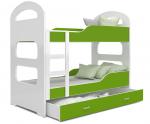 Dětská patrová postel DOMINIK 190x80 BÍLÁ-ZELENÁ