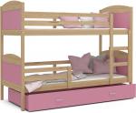 Dětská patrová postel Matyas barevná 200x90 BOROVICE-RŮŽOVÁ