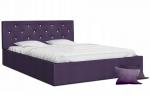 Luxusní manželská postel CRYSTAL fialová 160x200 s dřevěným roštem