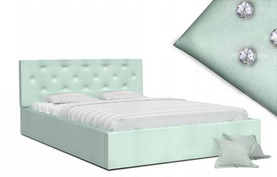 Luxusní manželská postel CRYSTAL mátová 180x200 s dřevěným roštem