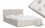 Luxusní manželská postel CRYSTAL krémová 140x200 s dřevěným roštem