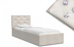 Luxusní manželská postel CRYSTAL krémová 90x200 s kovovým roštem