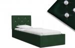 Luxusní manželská postel CRYSTAL tmavě zelená 90x200 s kovovým roštem