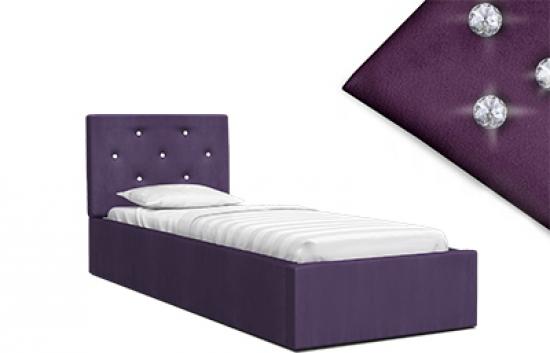 Luxusní manželská postel CRYSTAL fialová 90x200 s kovovým roštem