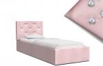 Luxusní manželská postel CRYSTAL růžová 90x200 s kovovým roštem