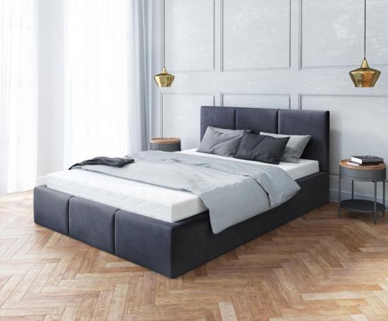 Čalouněná postel AMBER 180x200 Černá Trinity s úložným prostorem dřevěný rošt
