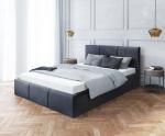 Čalouněná postel AMBER 140x200 Černá Trinity s úložným prostorem dřevěný rošt