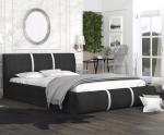 Čalouněná manželská postel PLATINUM černá bílá 160x200 Trinity s dřevěným roštem