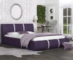 Čalouněná manželská postel PLATINUM fialová bílá 180x200 Trinity s dřevěným roštem