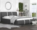 Čalouněná manželská postel PLATINUM grafit bílá 140x200 Trinity s dřevěným roštem