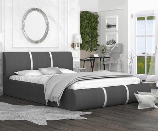 Čalouněná manželská postel PLATINUM grafit bílá 180x200 Trinity s dřevěným roštem