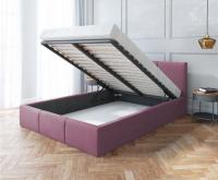 Čalouněná postel AMBER 140x200 Fialová Trinity s úložným prostorem kovový rošt