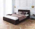 Čalouněná postel AMBER 160x200 Hnědá Trinity s úložným prostorem dřevěný rošt