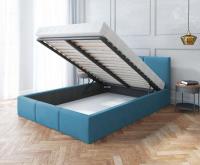 Čalouněná postel AMBER 160x200 Tyrkysová Trinity s úložným prostorem kovový rošt