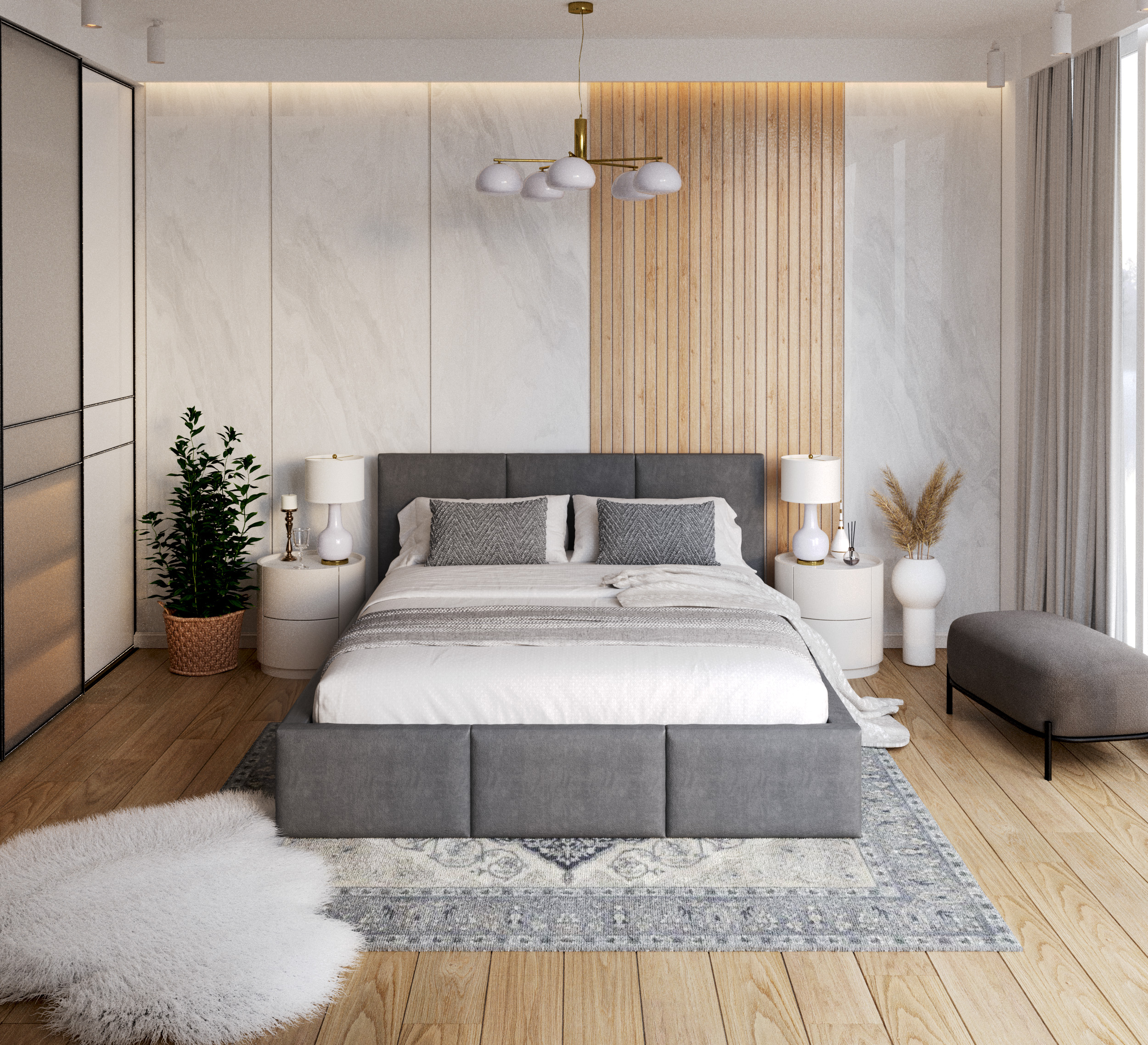 Čalouněná postel AMBER 180x200 Grafit Trinity s úložným prostorem dřevěný rošt