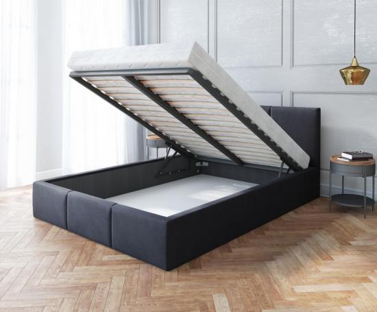 Čalouněná postel AMBER 180x200 Černá Trinity s úložným prostorem kovový rošt