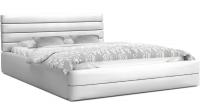 Luxusní manželská postel TOPAZ bílá 160x200 z eko kůže s kovovým roštem