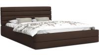 Luxusní manželská postel TOPAZ hnědá 140x200 semiš s kovovým roštem