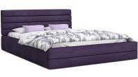 Luxusní manželská postel TOPAZ fialová 140x200 semiš s kovovým roštem