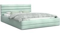Luxusní manželská postel TOPAZ mátová 140x200 semiš s kovovým roštem