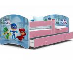 Pohádková postel LUCKY 160x80 Růžová SUPER HEROES 54L