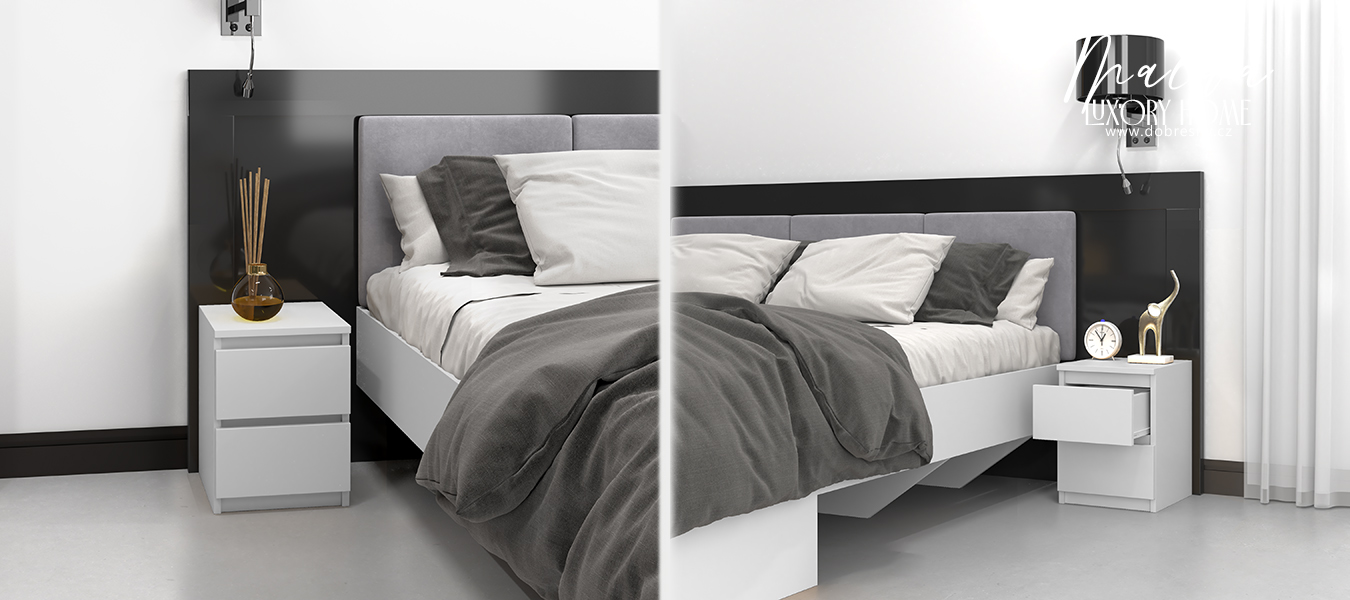 Noční stolek MALWA M2 se 2 zásuvkami BÍLÁ