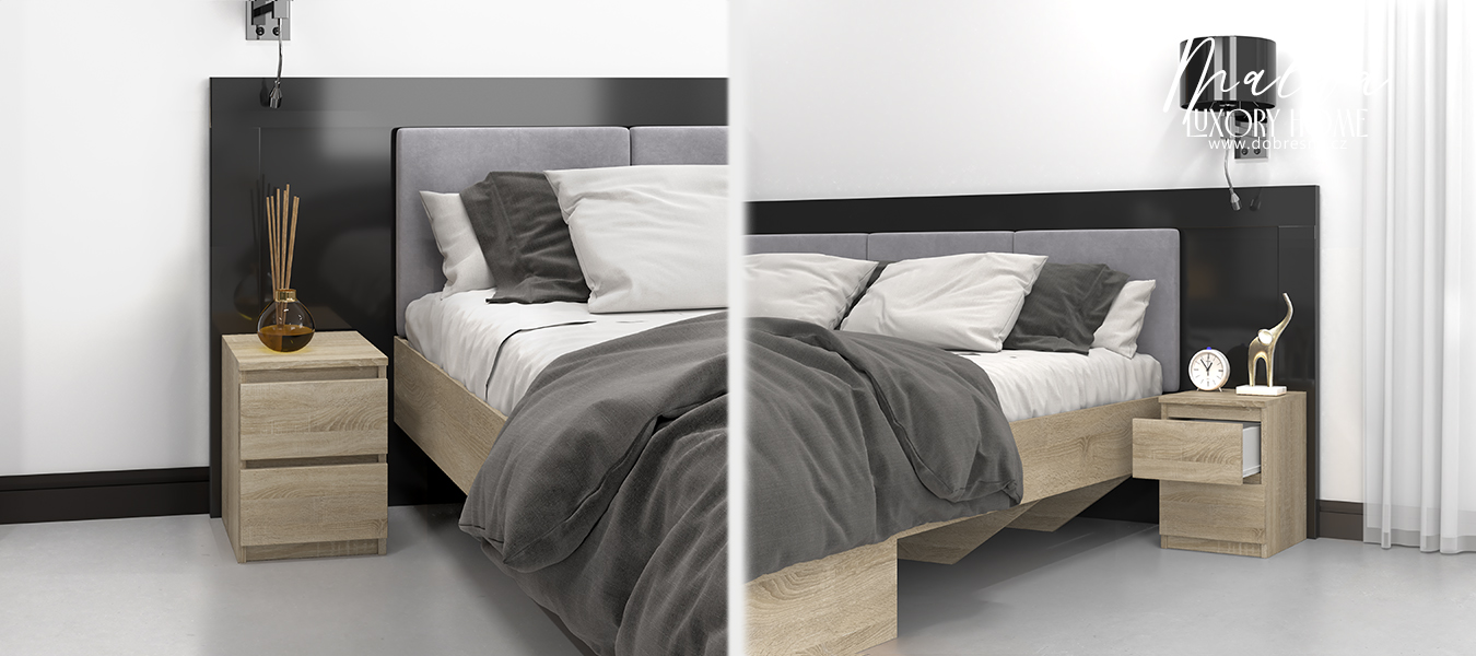 Noční stolek MALWA M2 se 2 zásuvkami DUB SONOMA