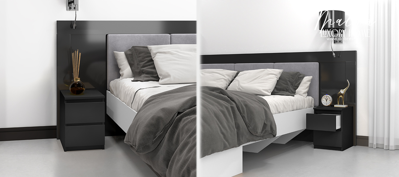 Noční stolek MALWA M2 se 2 zásuvkami ČERNÁ