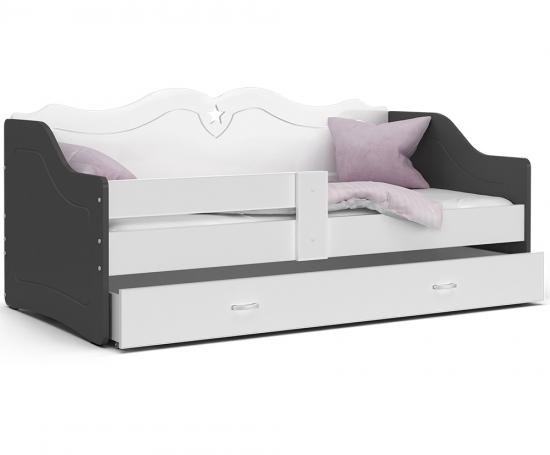 Dětská jednolůžková postel LILI bílá-šedá 80x160