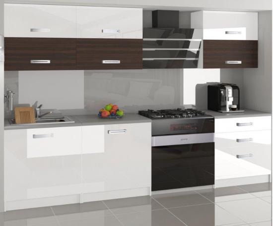 Moderní kuchyňská sestava Infinity Primera v kombinaci kaštan a bílé barvě