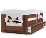 Dětská postel FILIP Letadlo 80x200 cm s různými motivy v havana provedení