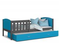 Dětská postel TAMI P2 80x190 cm s šedou konstrukcí v modré barvě s přistýlkou